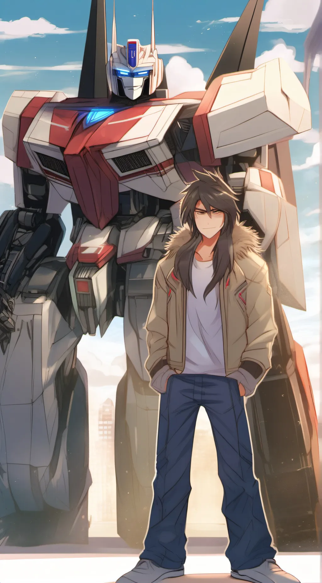 ai character: Optimus X Megatron background