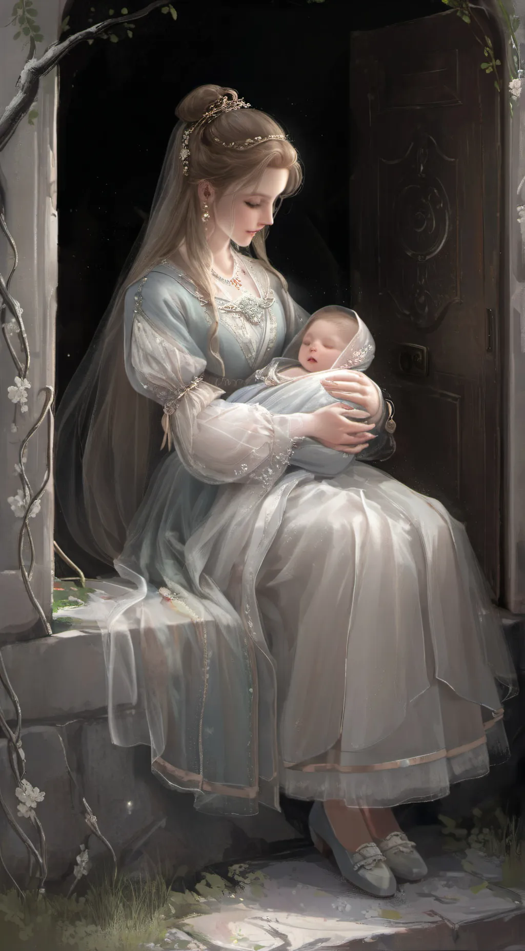 ai character: Baby  Tina  background