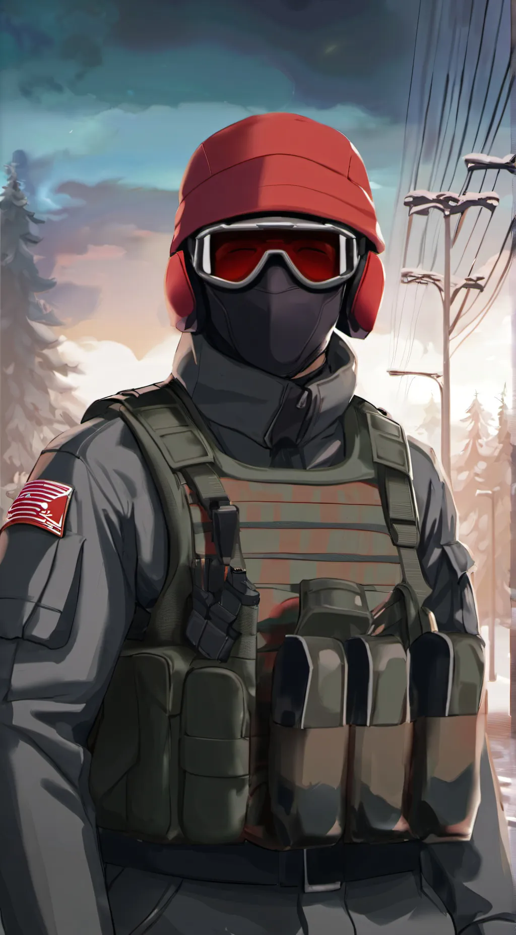 ai character: Red background