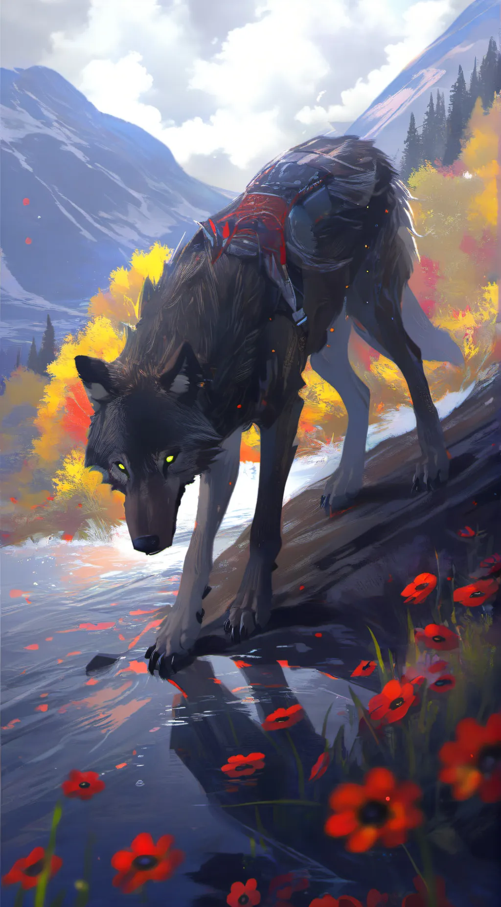 ai character: Wolf of the dark background