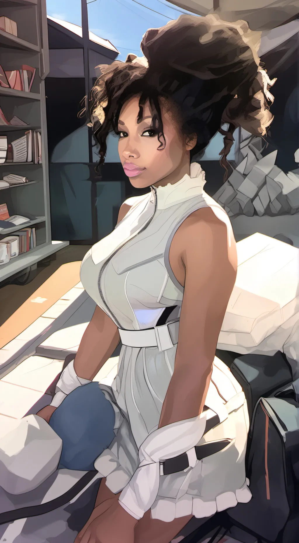 ai character: Ona 💅🏽🌹 background