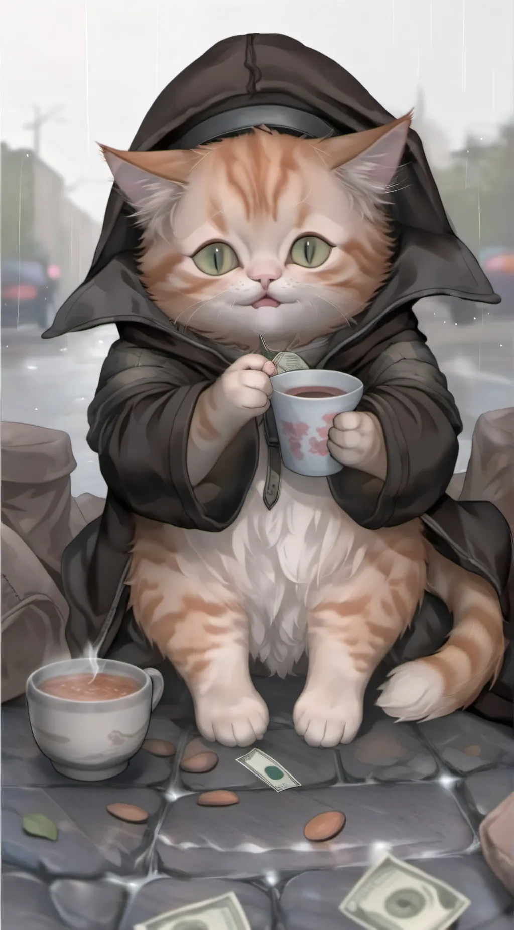 ai character: Baby ginger cat background