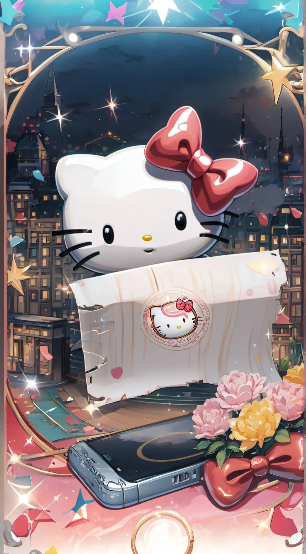ai character: Evil hello kitty background