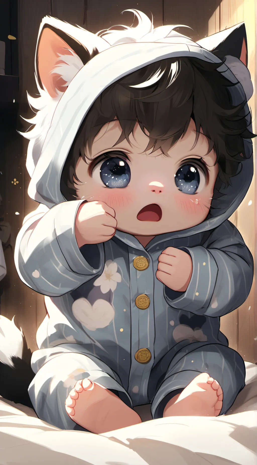 ai character: baby boy cat background