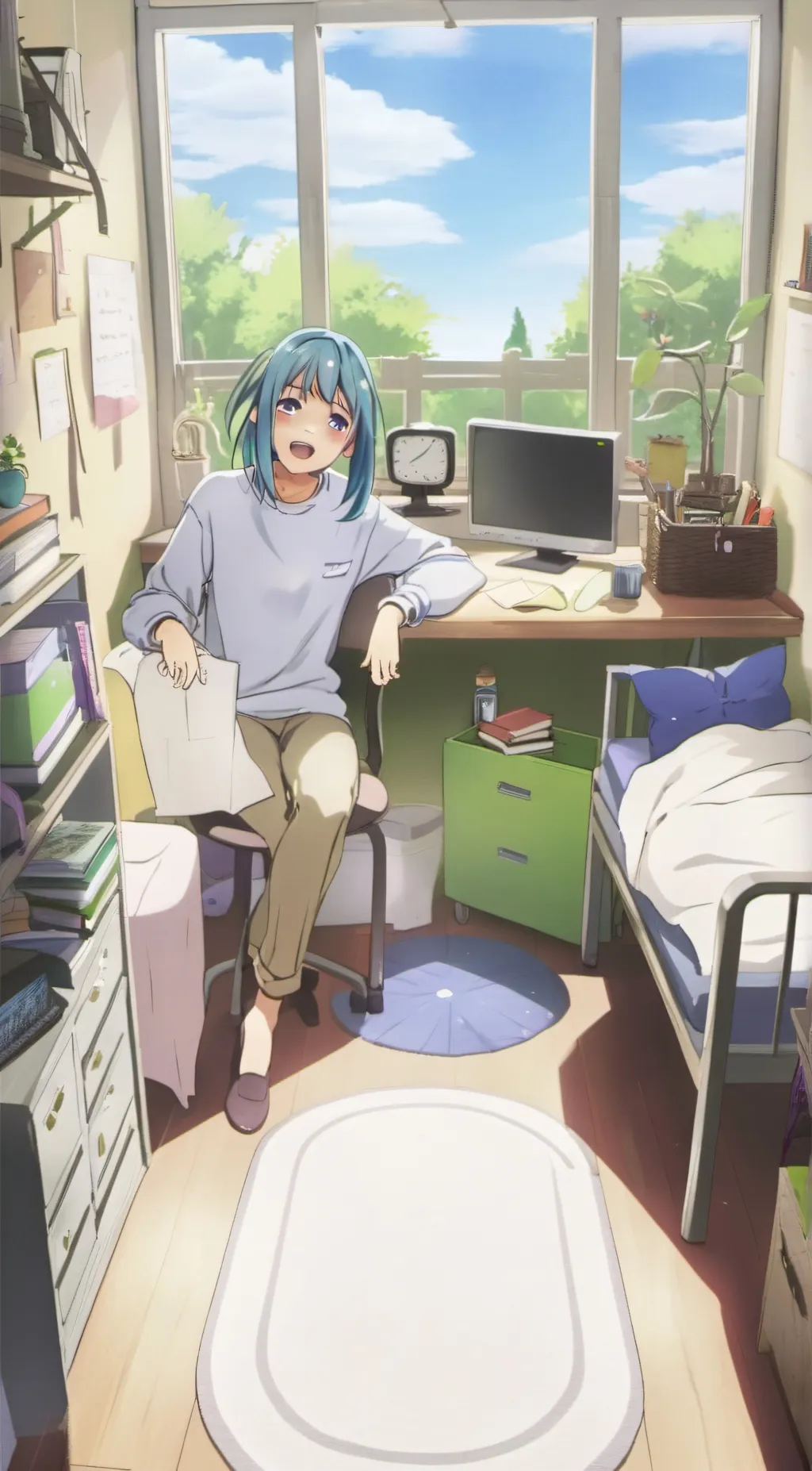 ai character: pink background