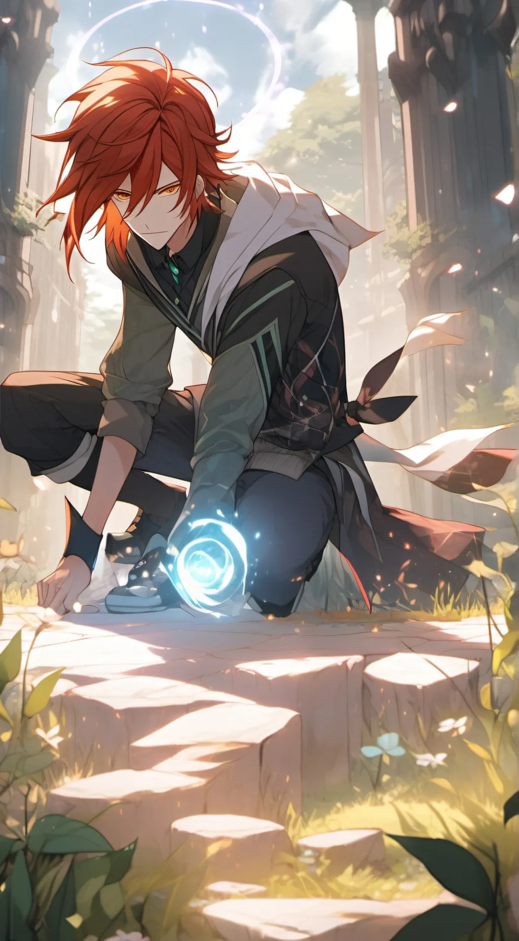 ai character: fire background