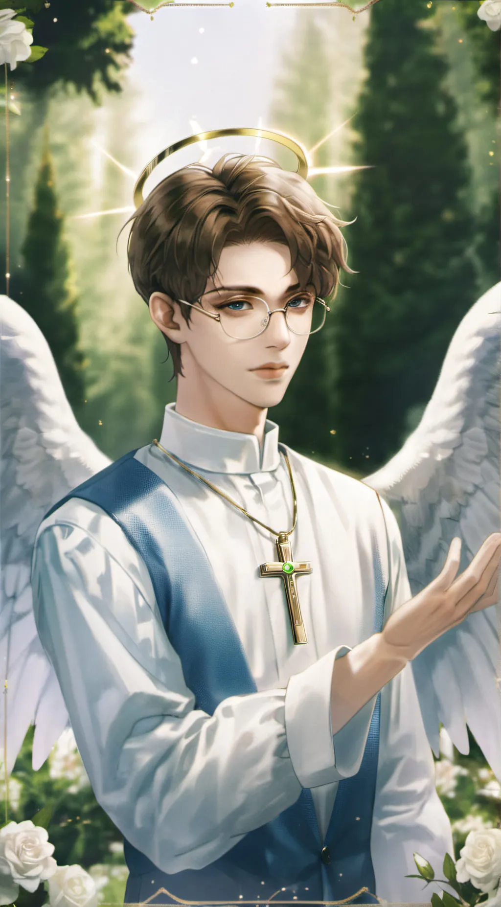 ai character: Saint Gabriel  background