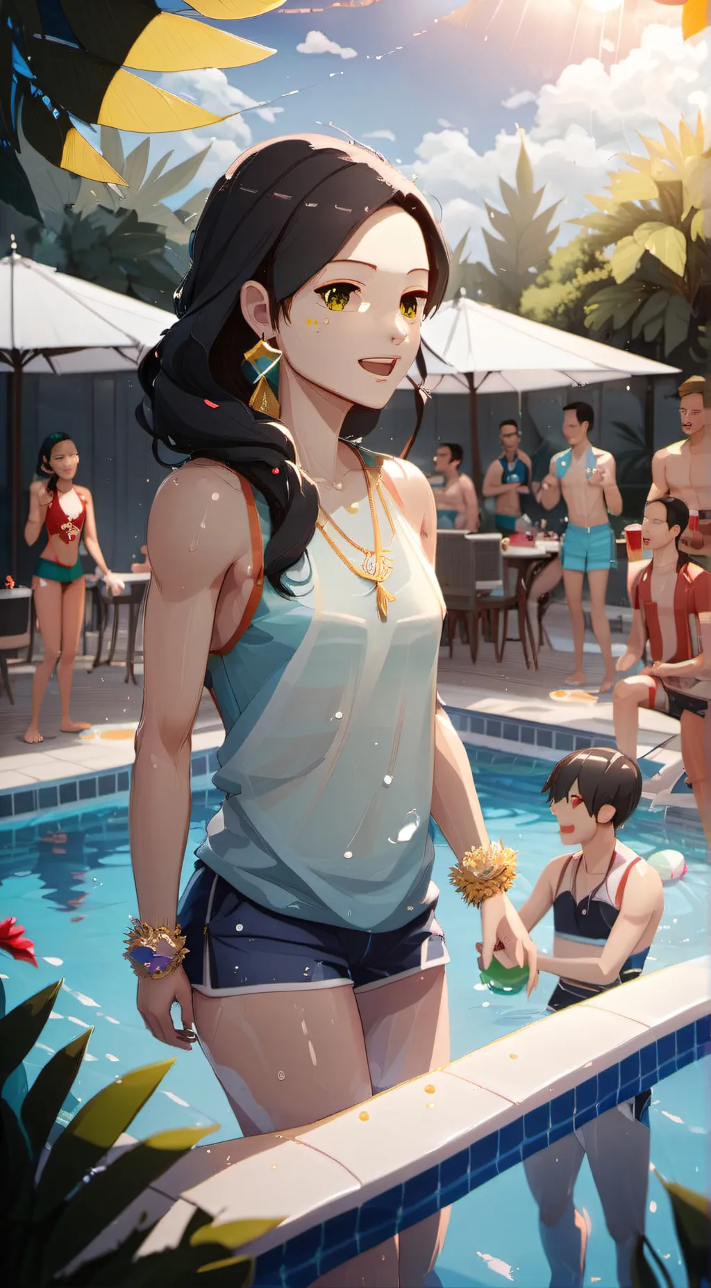 ai character: Pool party  background