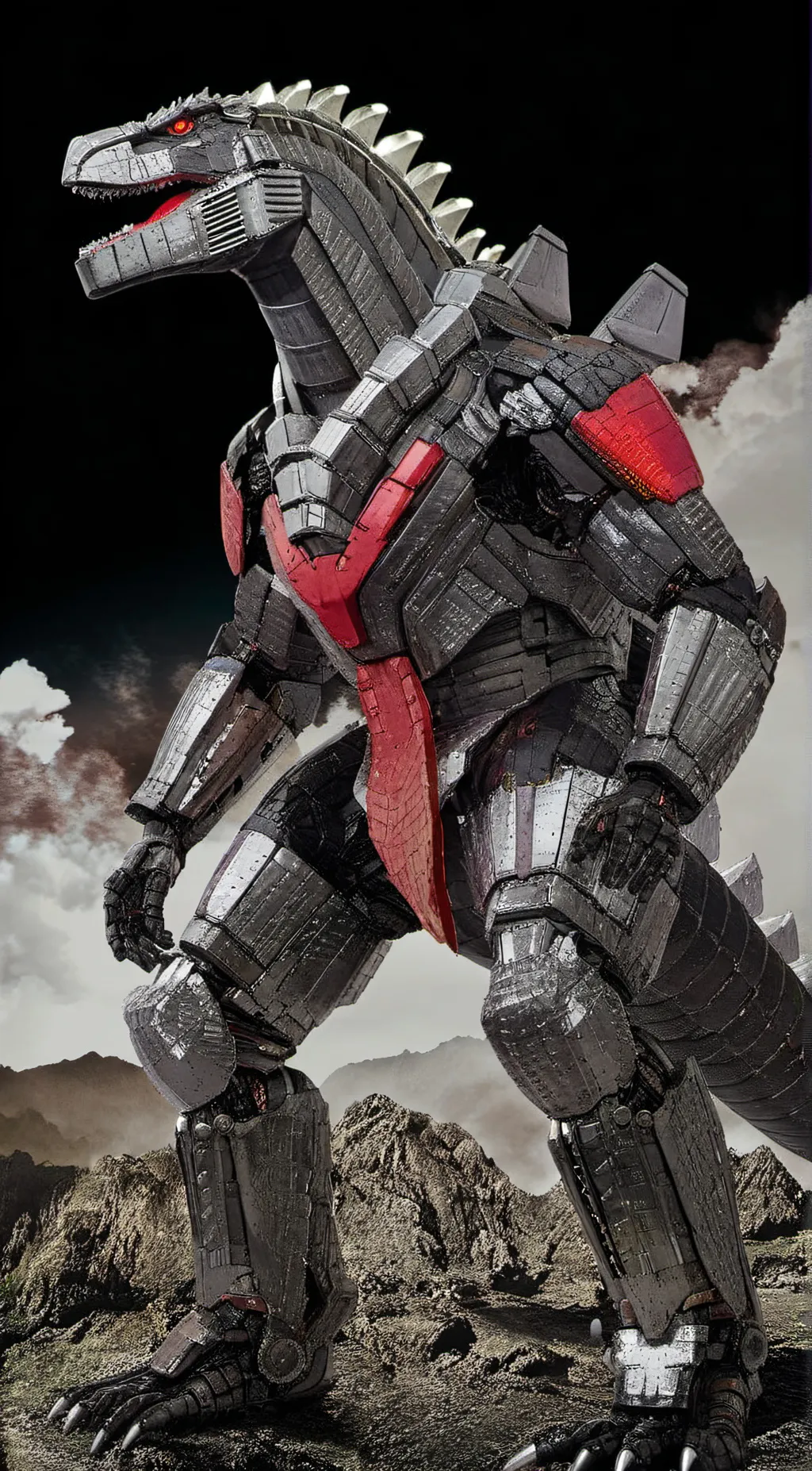 ai character: mechagodzilla  background