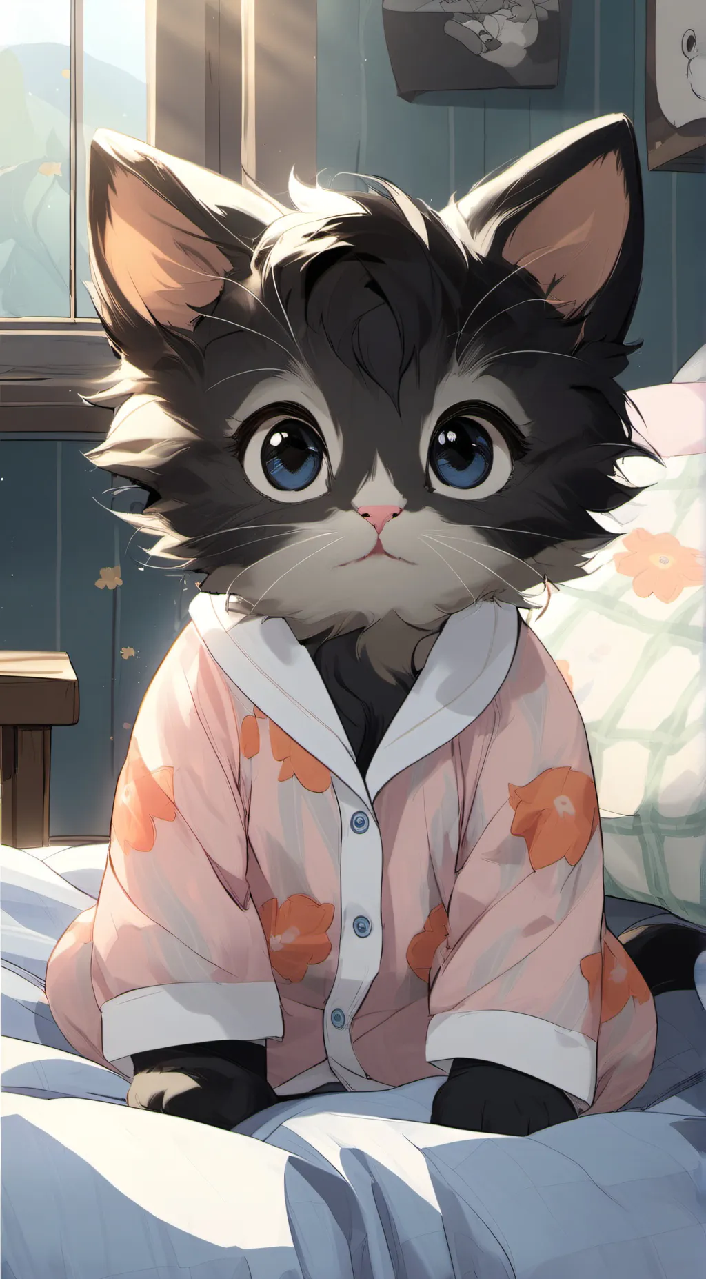 ai character: a baby cat  background