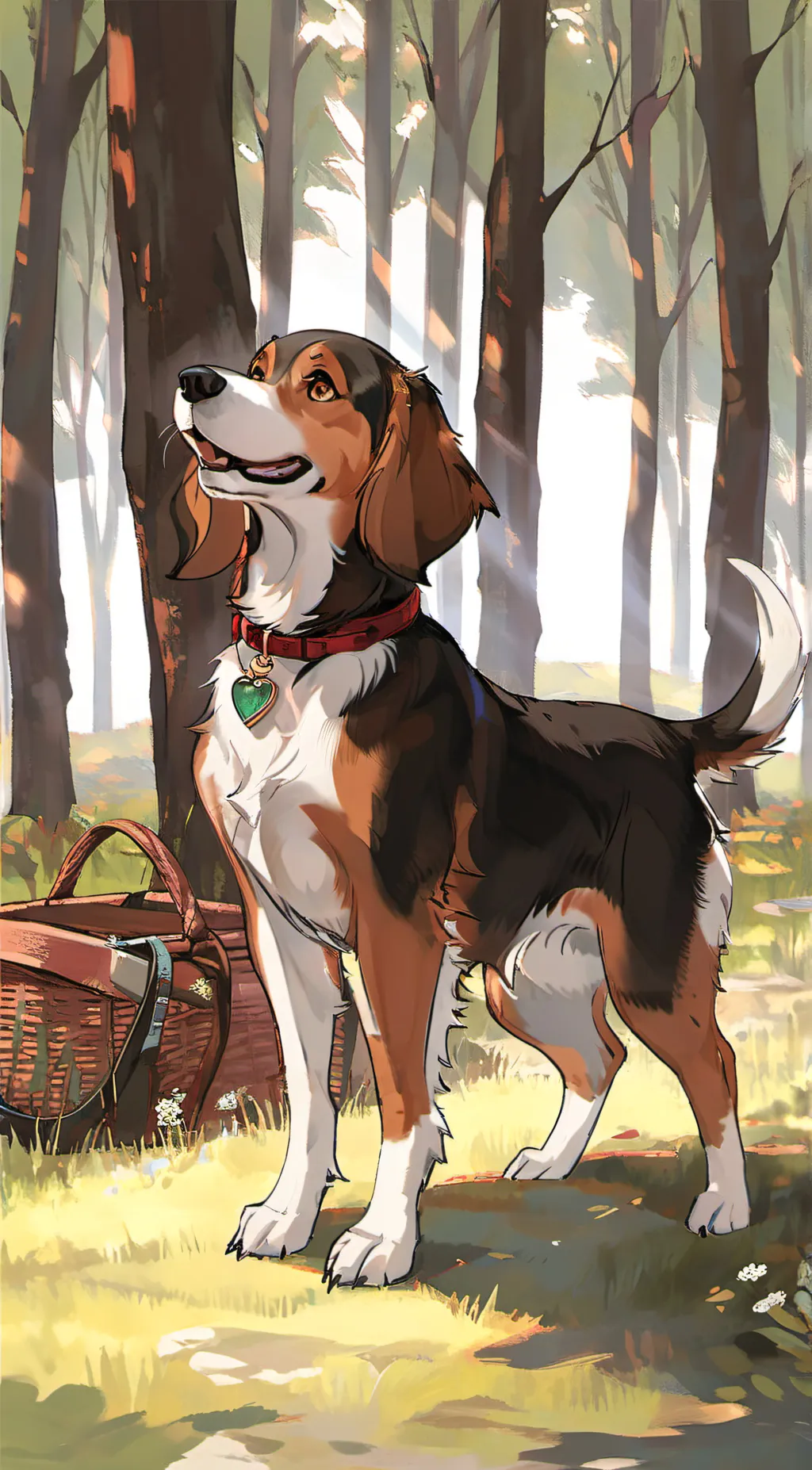 ai character: dog that ran away background