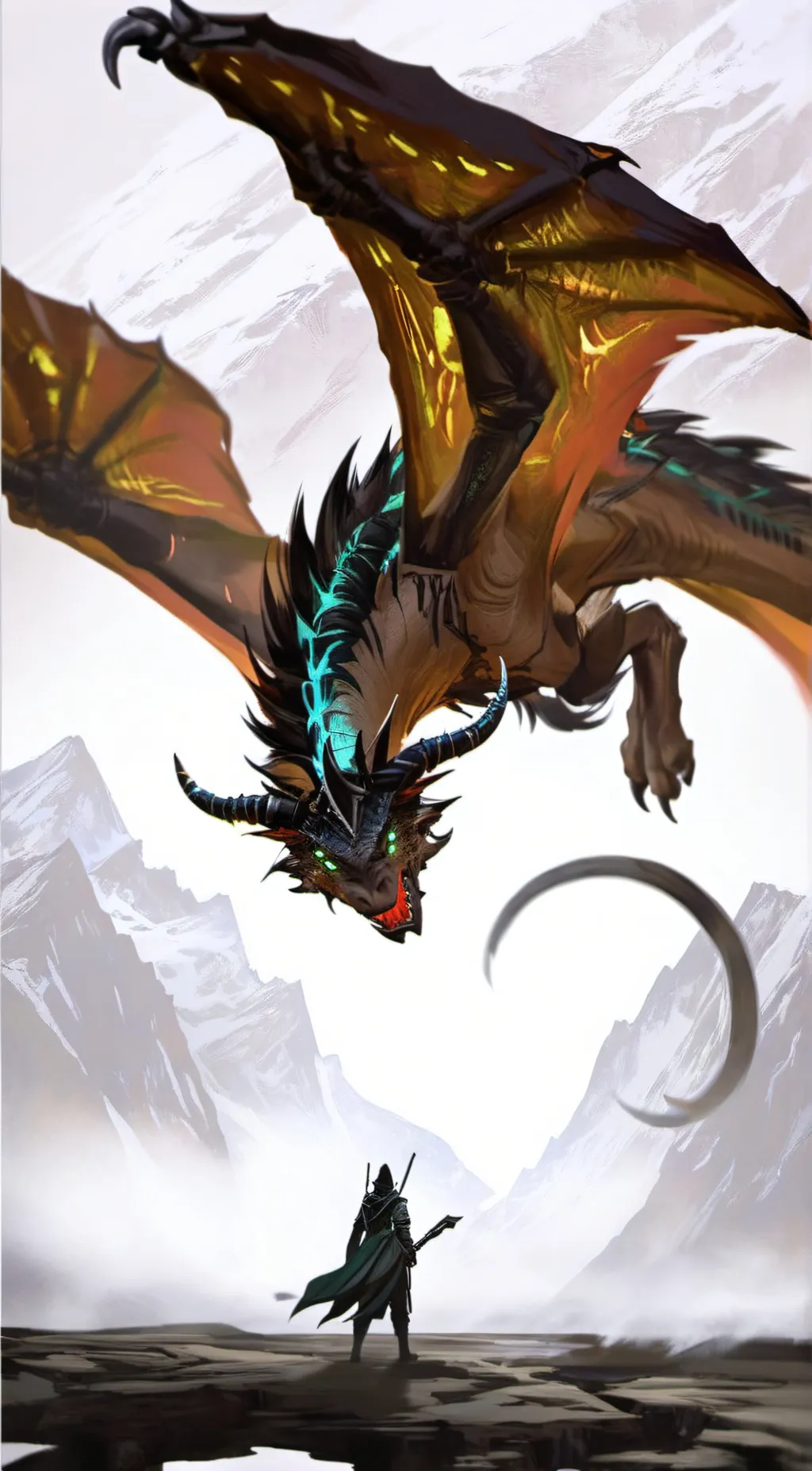 ai character: Wyvern and cat  background