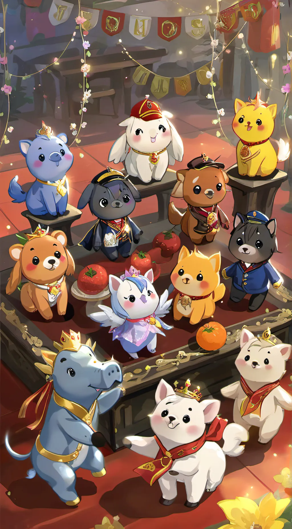 ai character: Smiling critters background