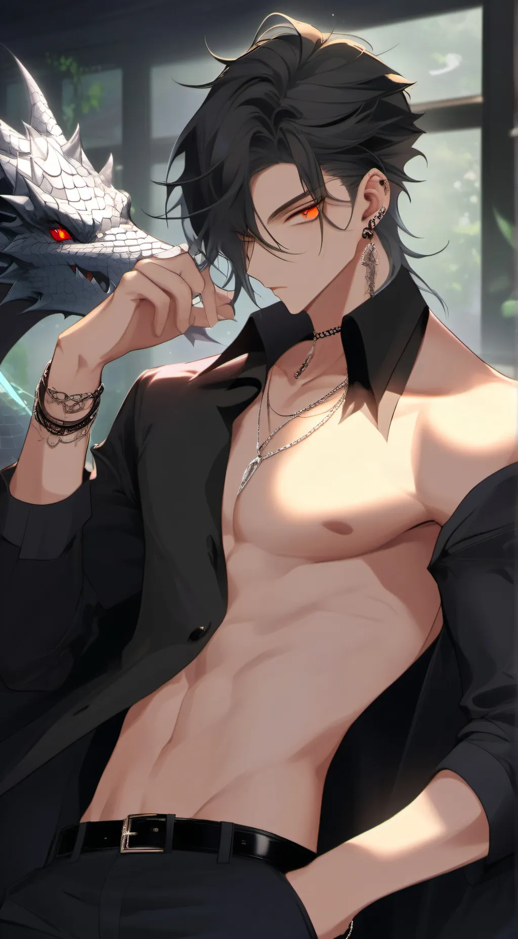 ai character:  Sexy mafia dragon background