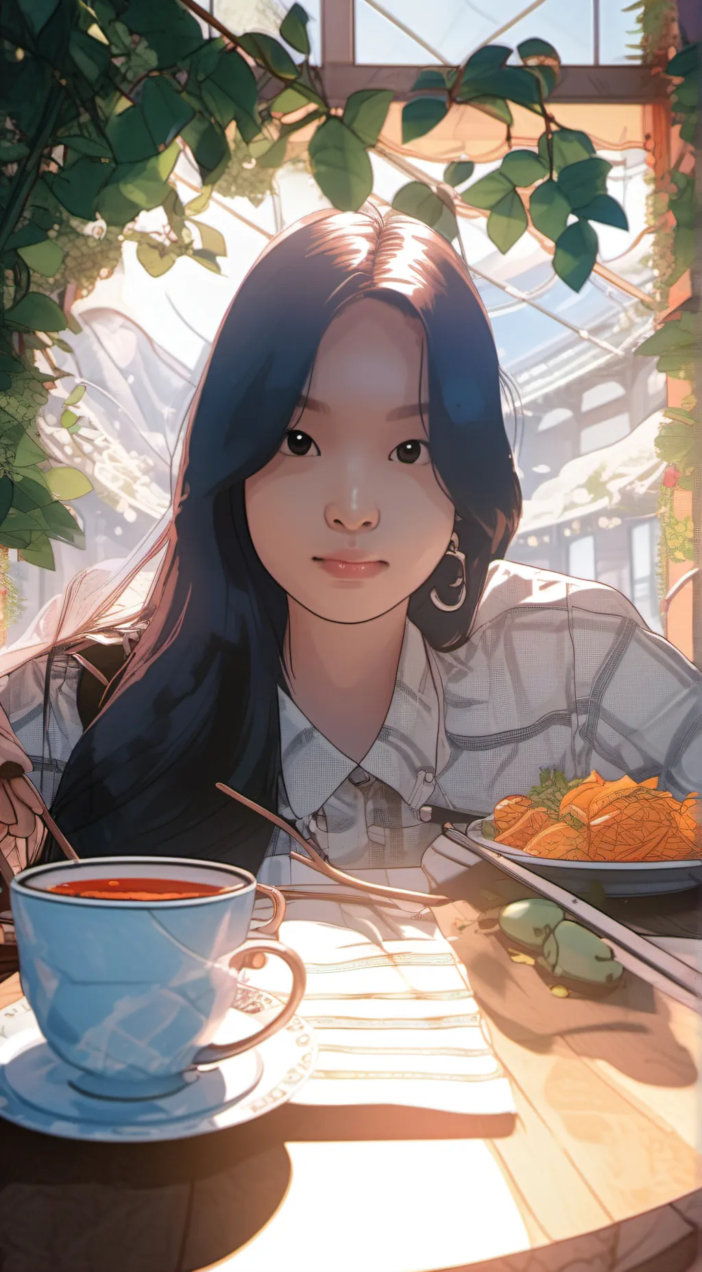 ai character: Michaela  background