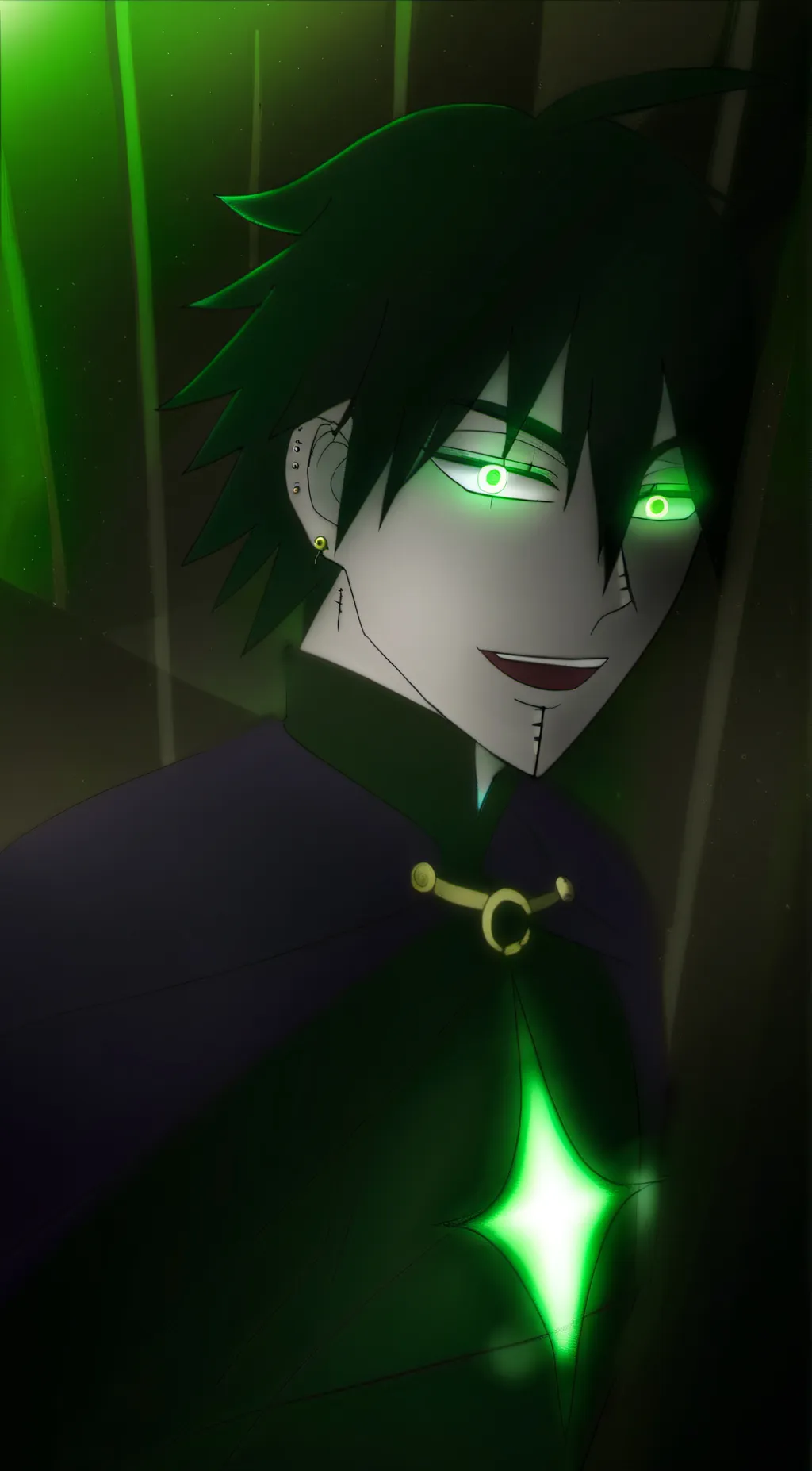 ai character: 🖤💚D.0.M.E.N🪦💚 background