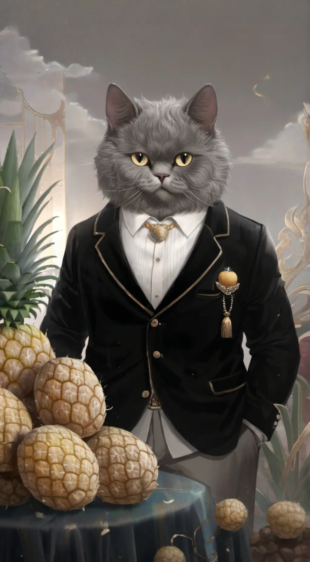 ai character: pineapple cat background