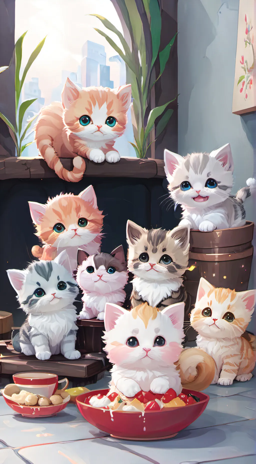 ai character: Super cute kittens background