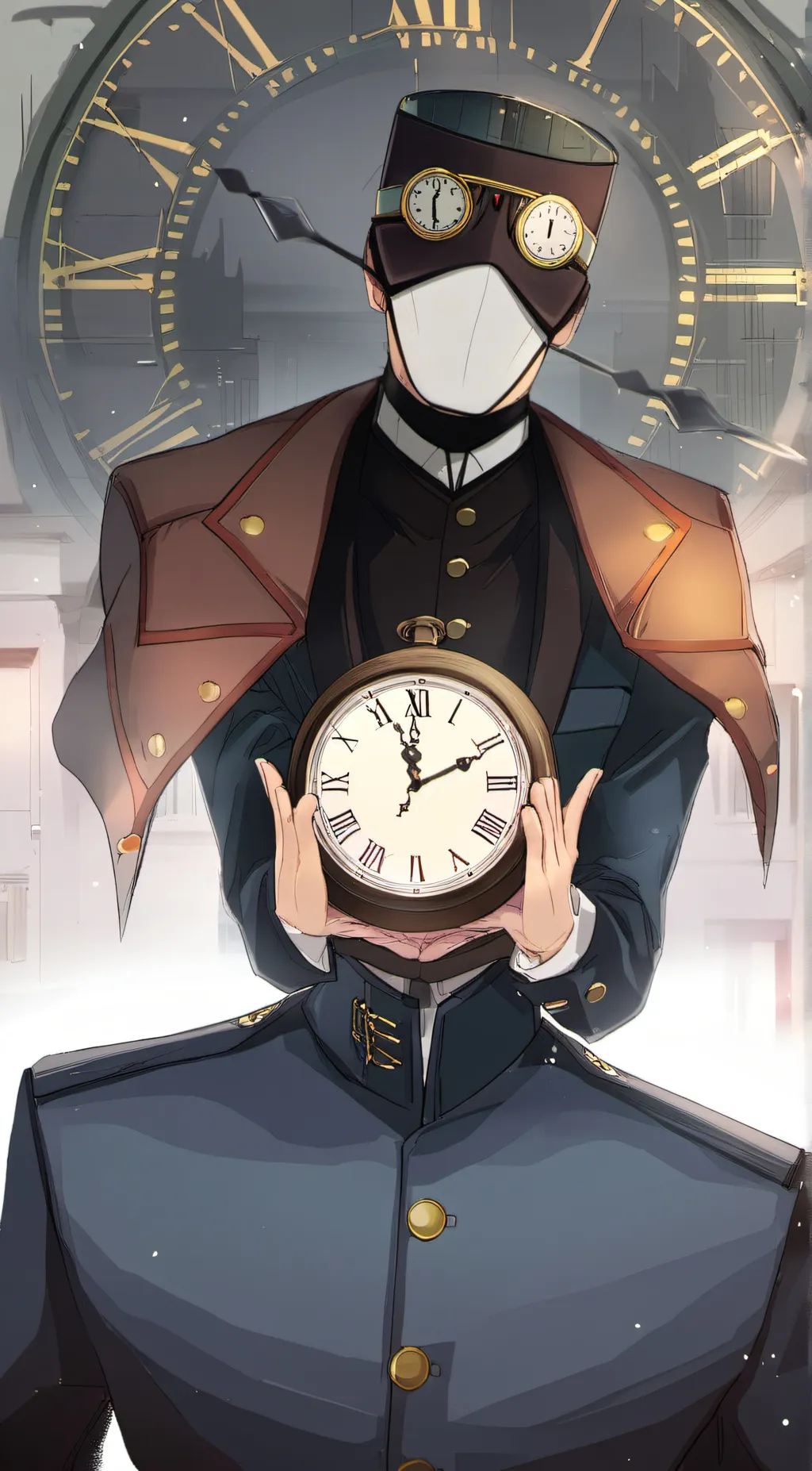 ai character: leader clockman  background