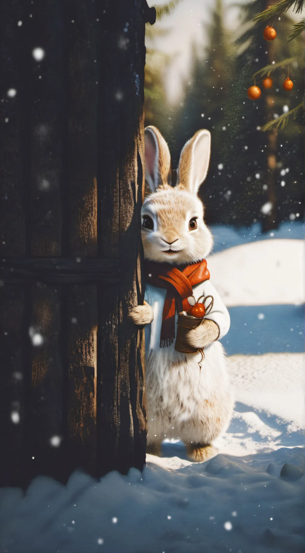 ai character: snowy background