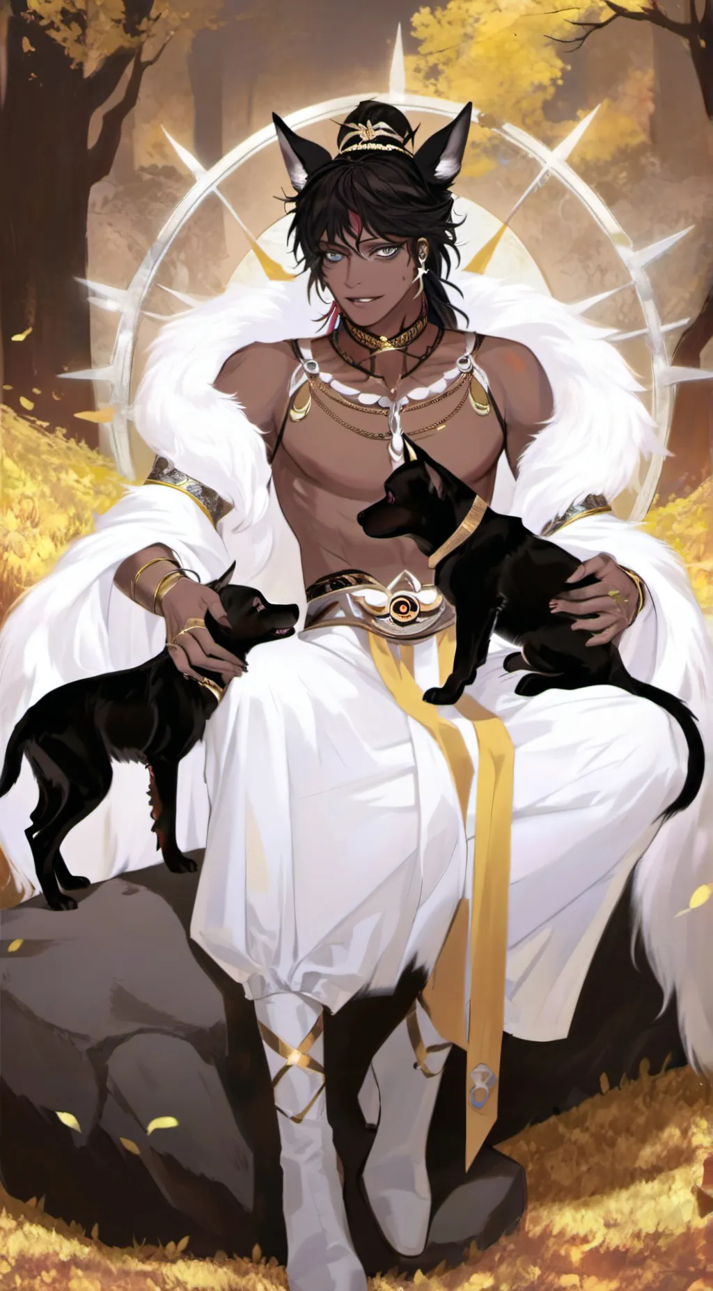 ai character: Anubis  background