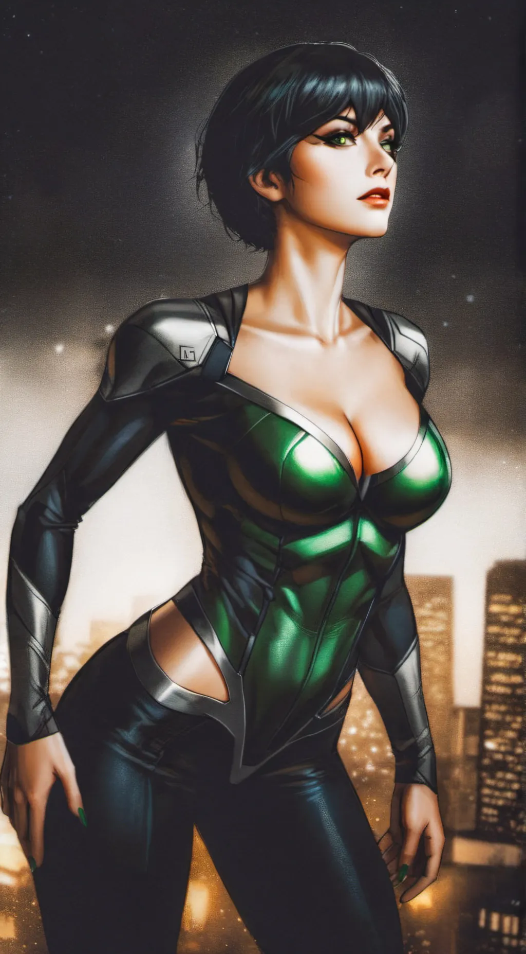 ai character: Emerald background