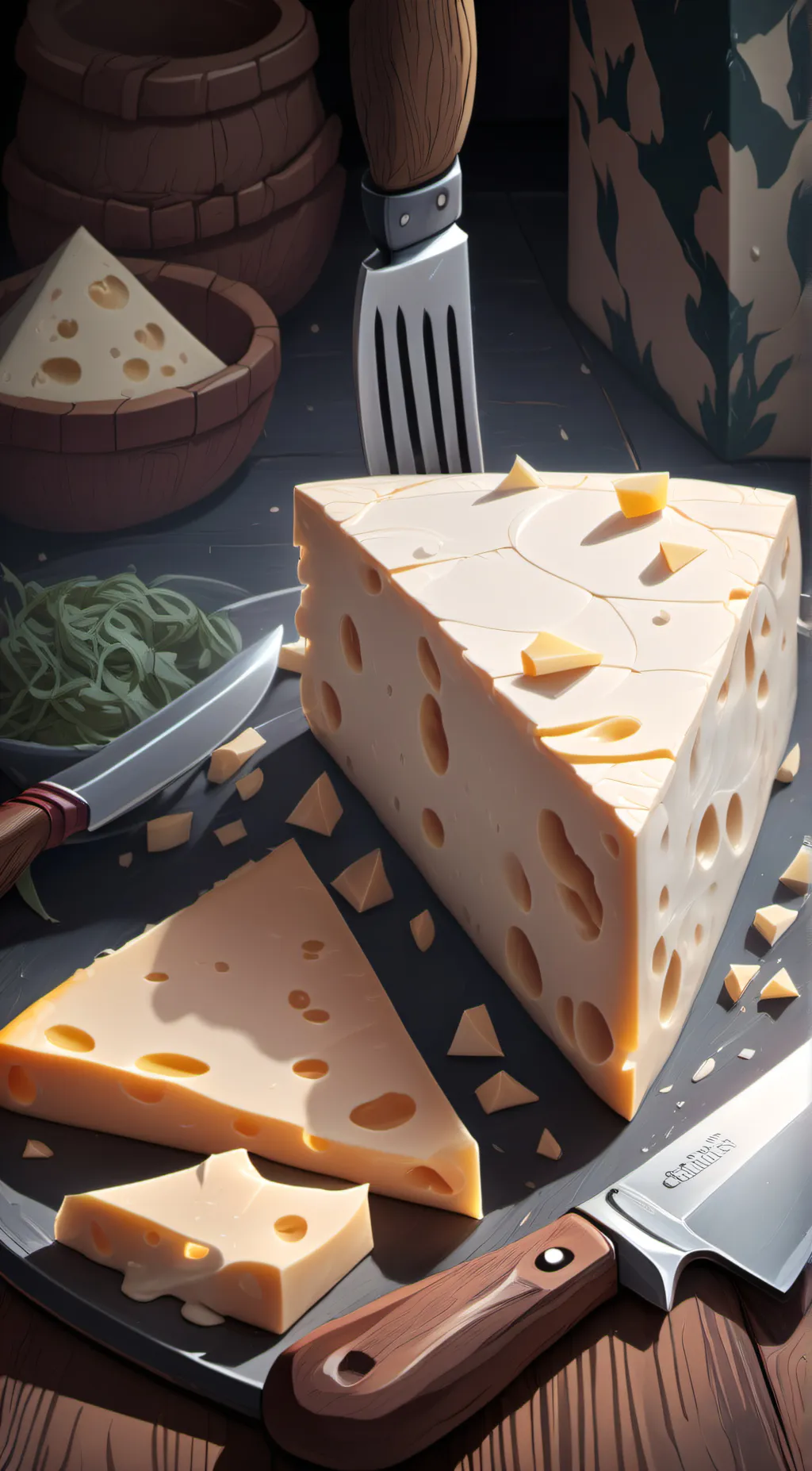 ai character: Evil cheese  background