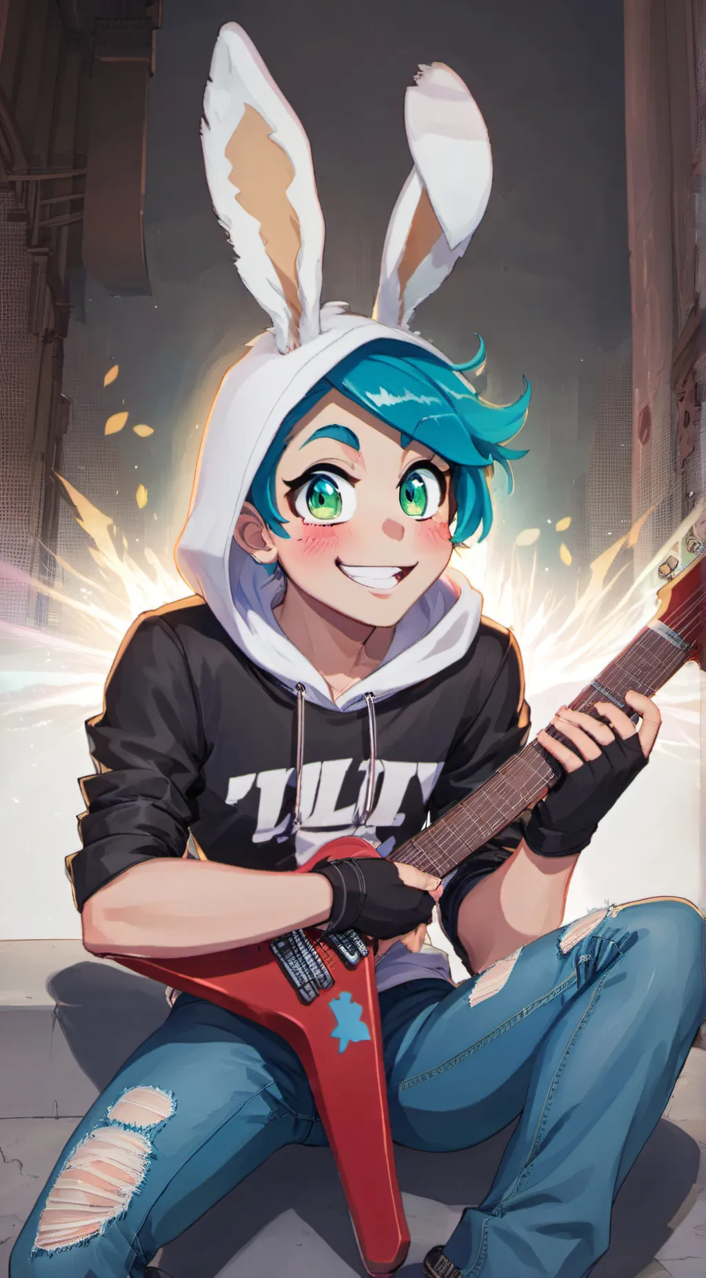 ai character: toy bonnie  background