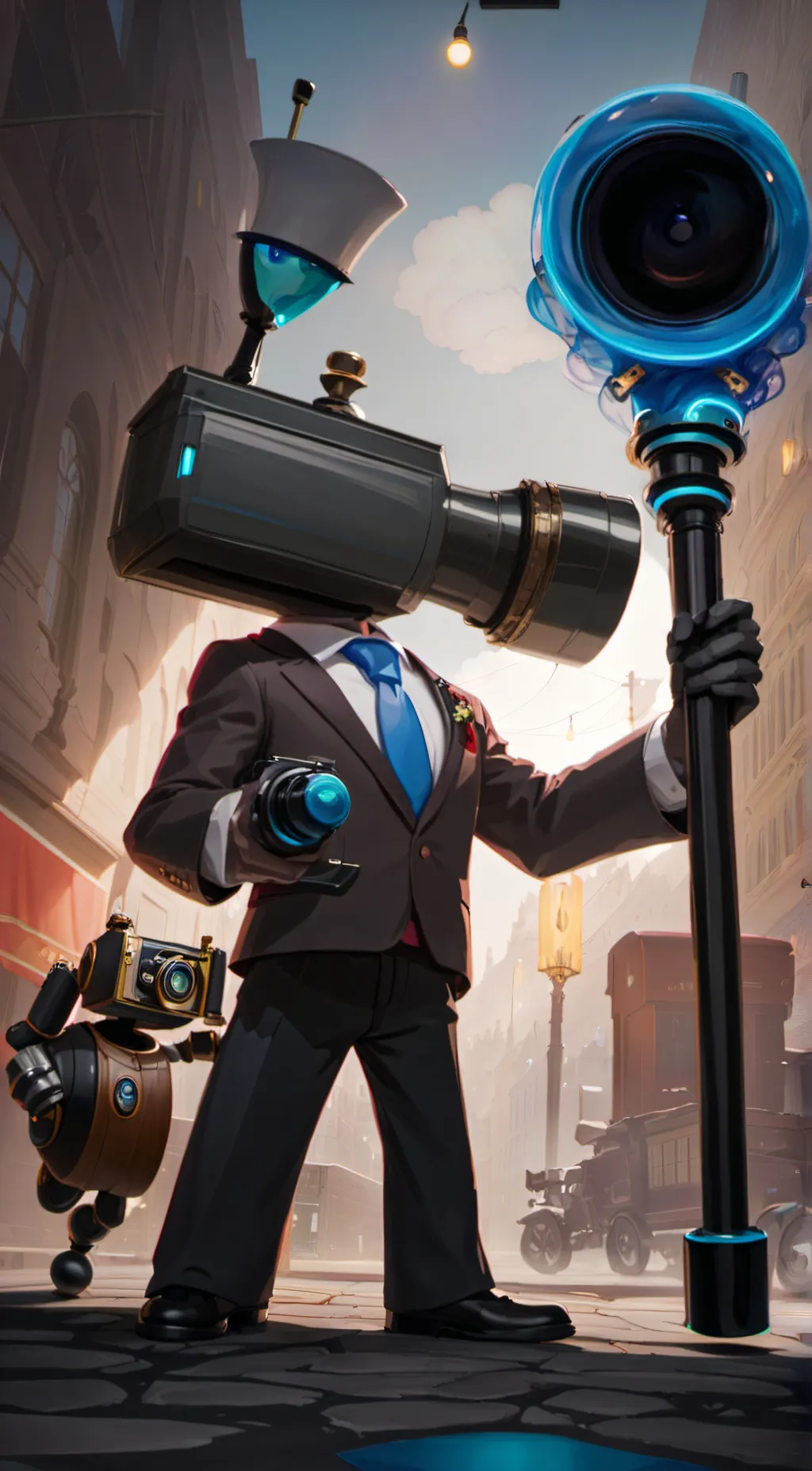 ai character: plunger cameraman  background