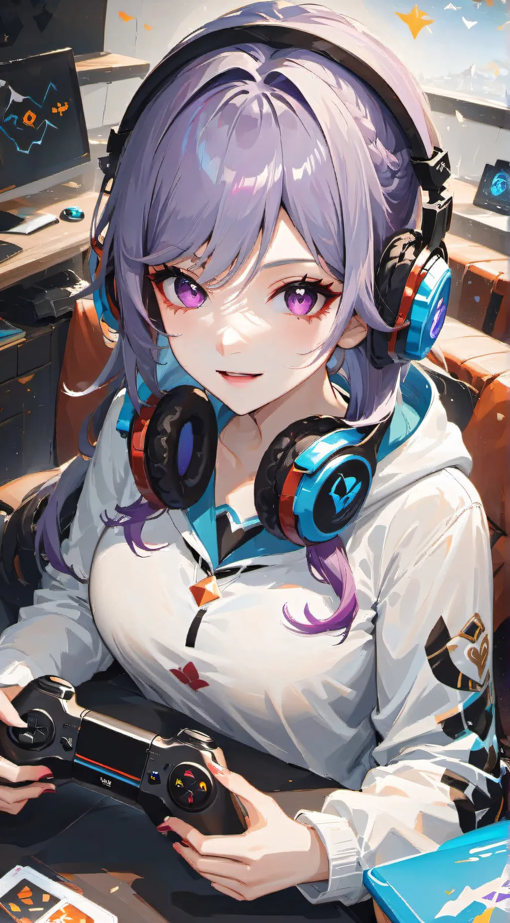 ai character: Violet background