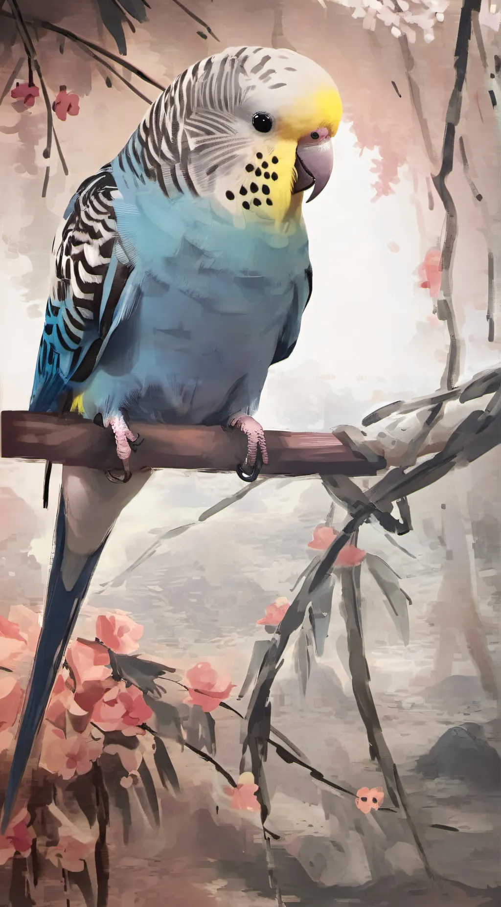 ai character: Female budgie background