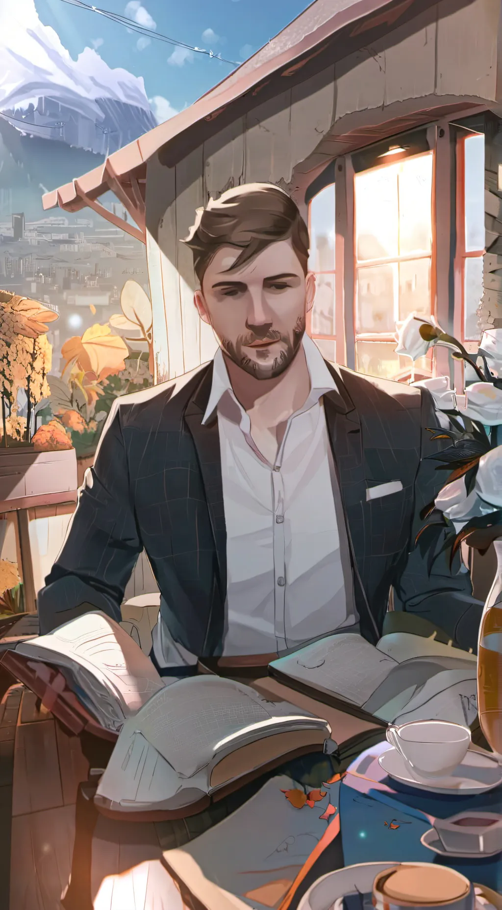 ai character: forest background