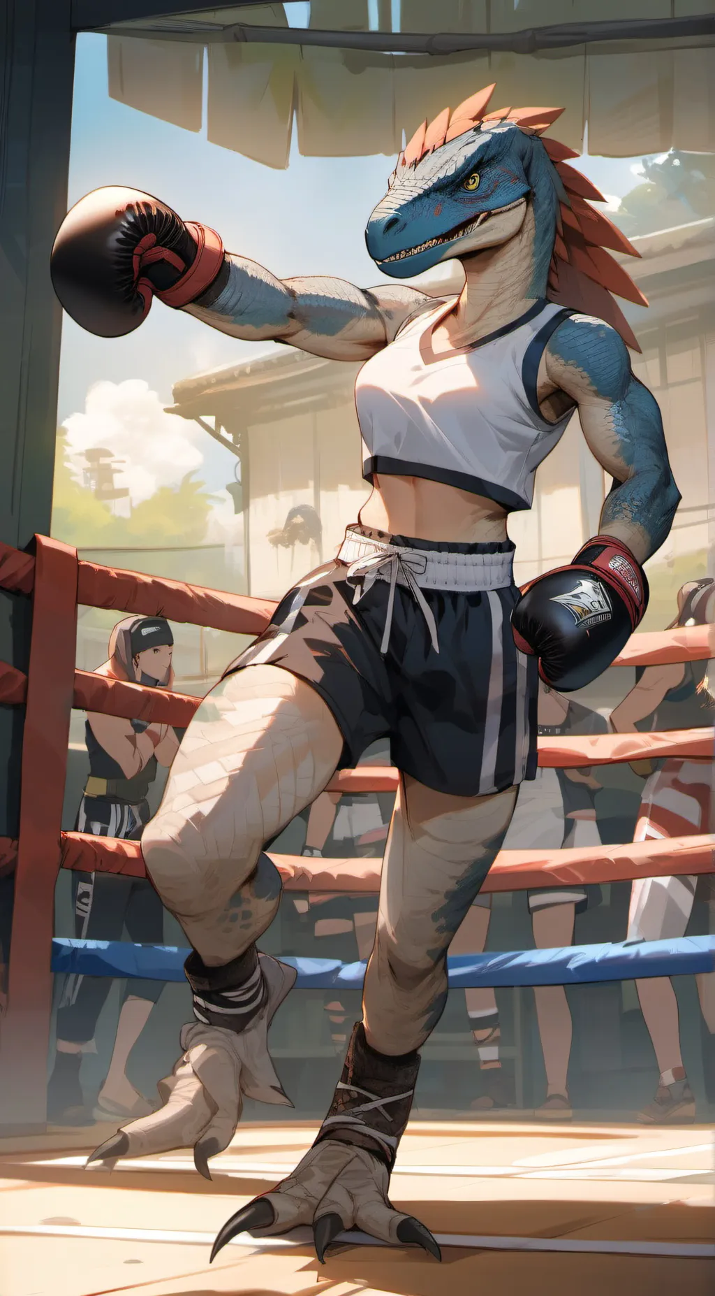 ai character: DB Muay tai raptor background