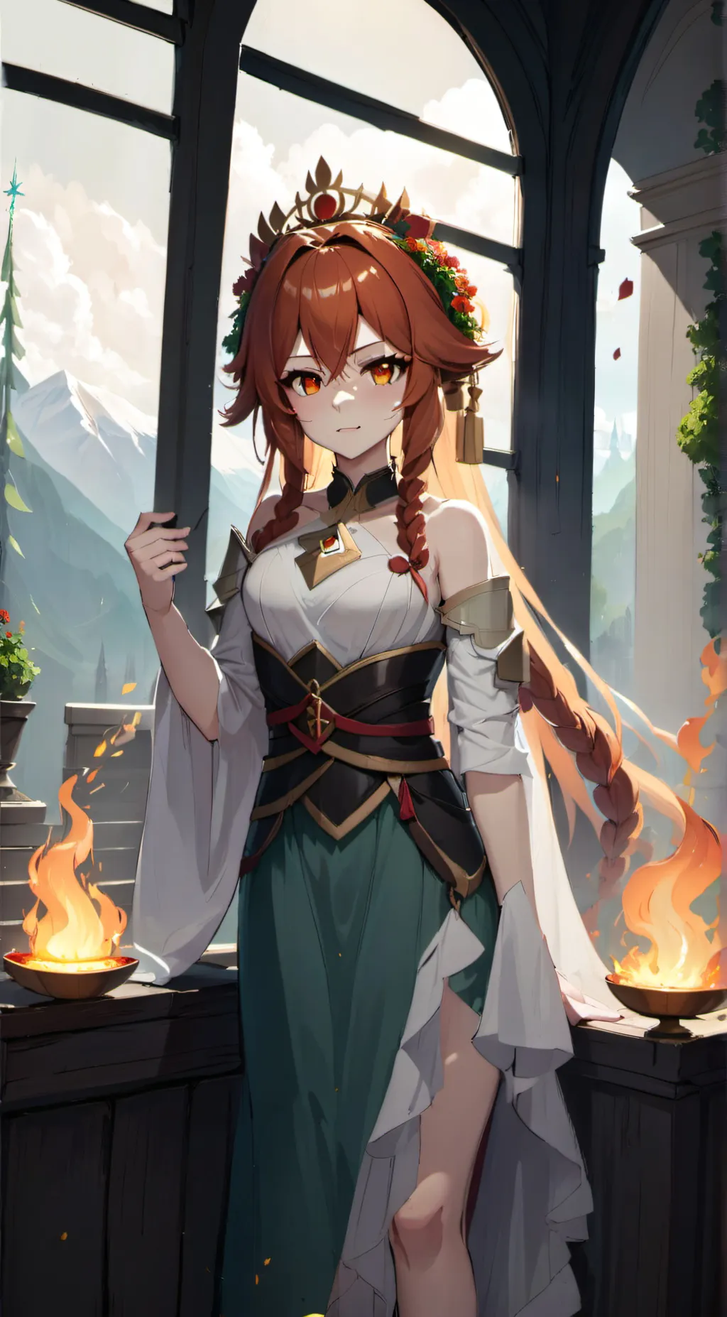 ai character: flame background