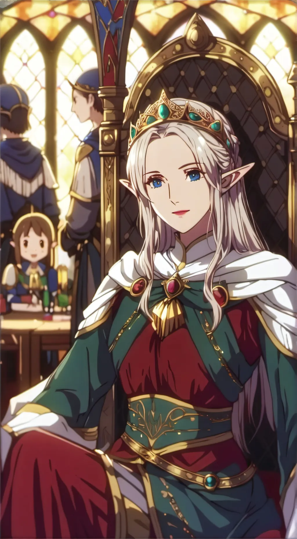 ai character: Queen Elizabeth  background