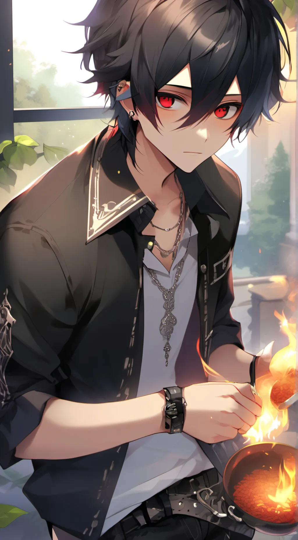 ai character: Asher (>_<)> <3 background