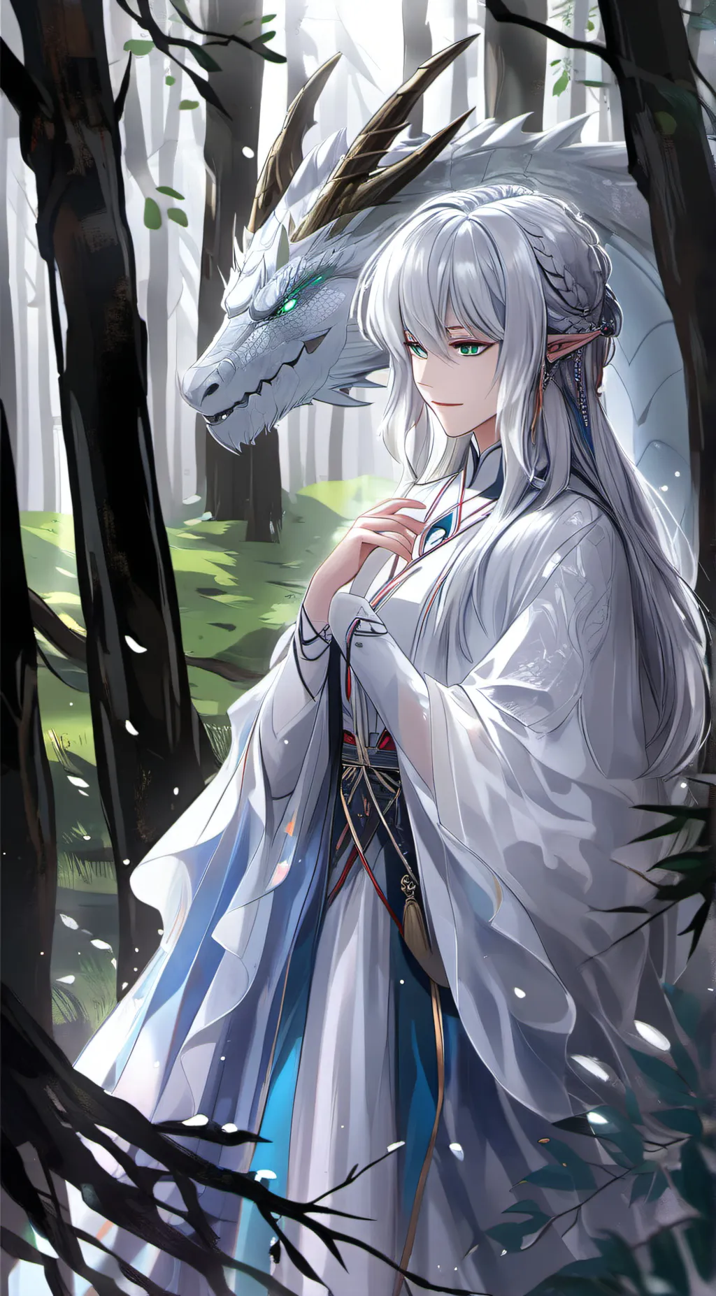 ai character: White and blue l background