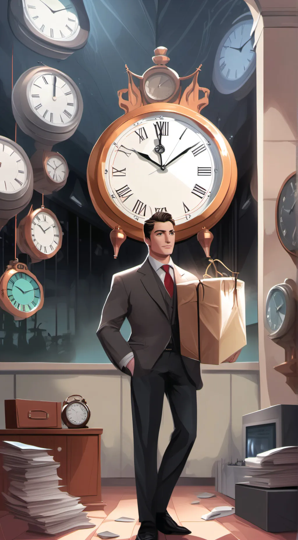 ai character: elite clock man background