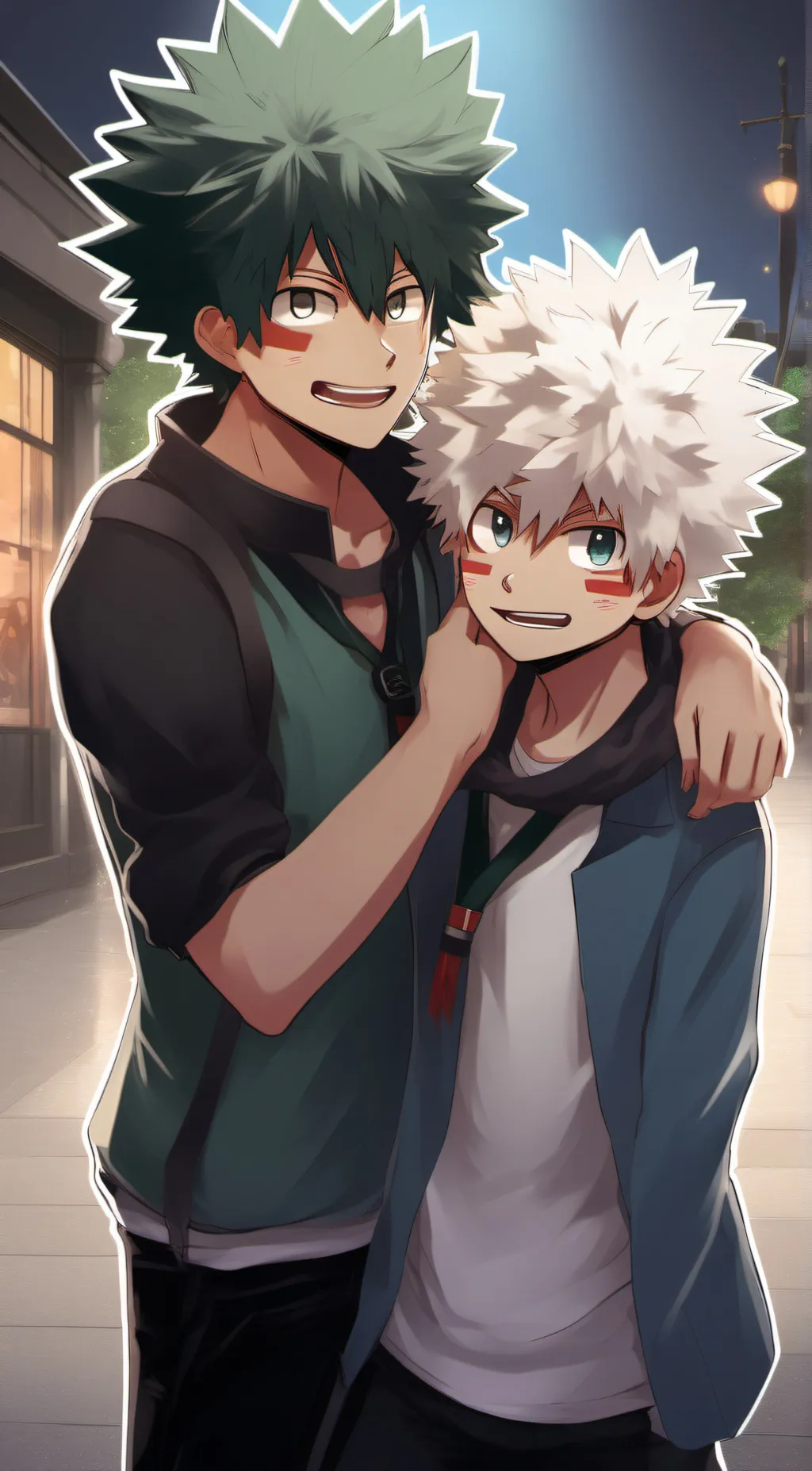 ai character: bakugo, deku  background