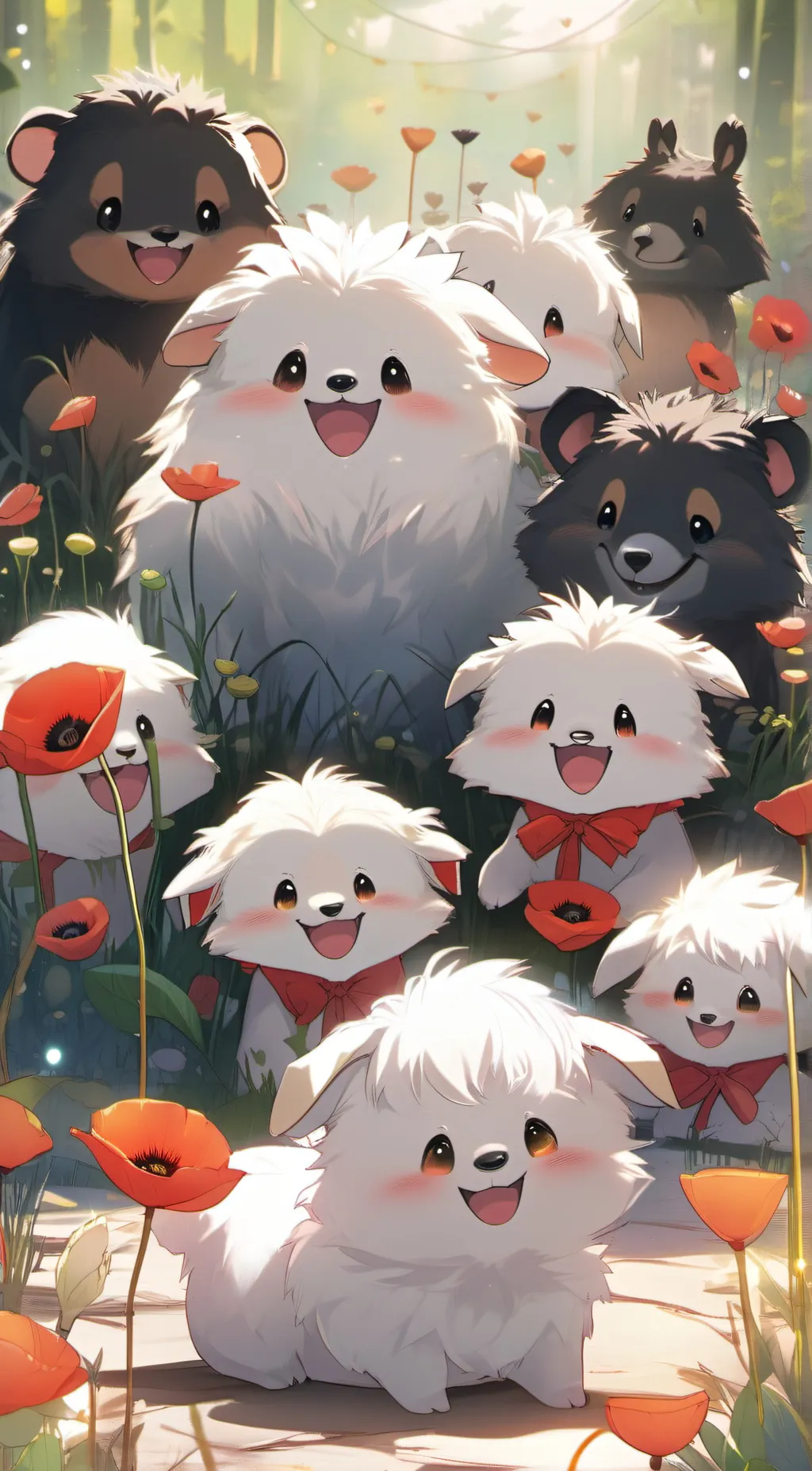 ai character: Smiling critters  background