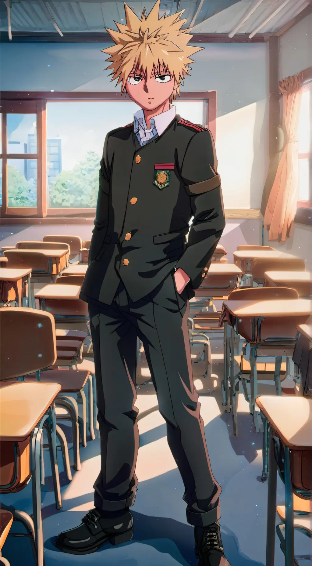 ai character: Bakugo Katsuki background