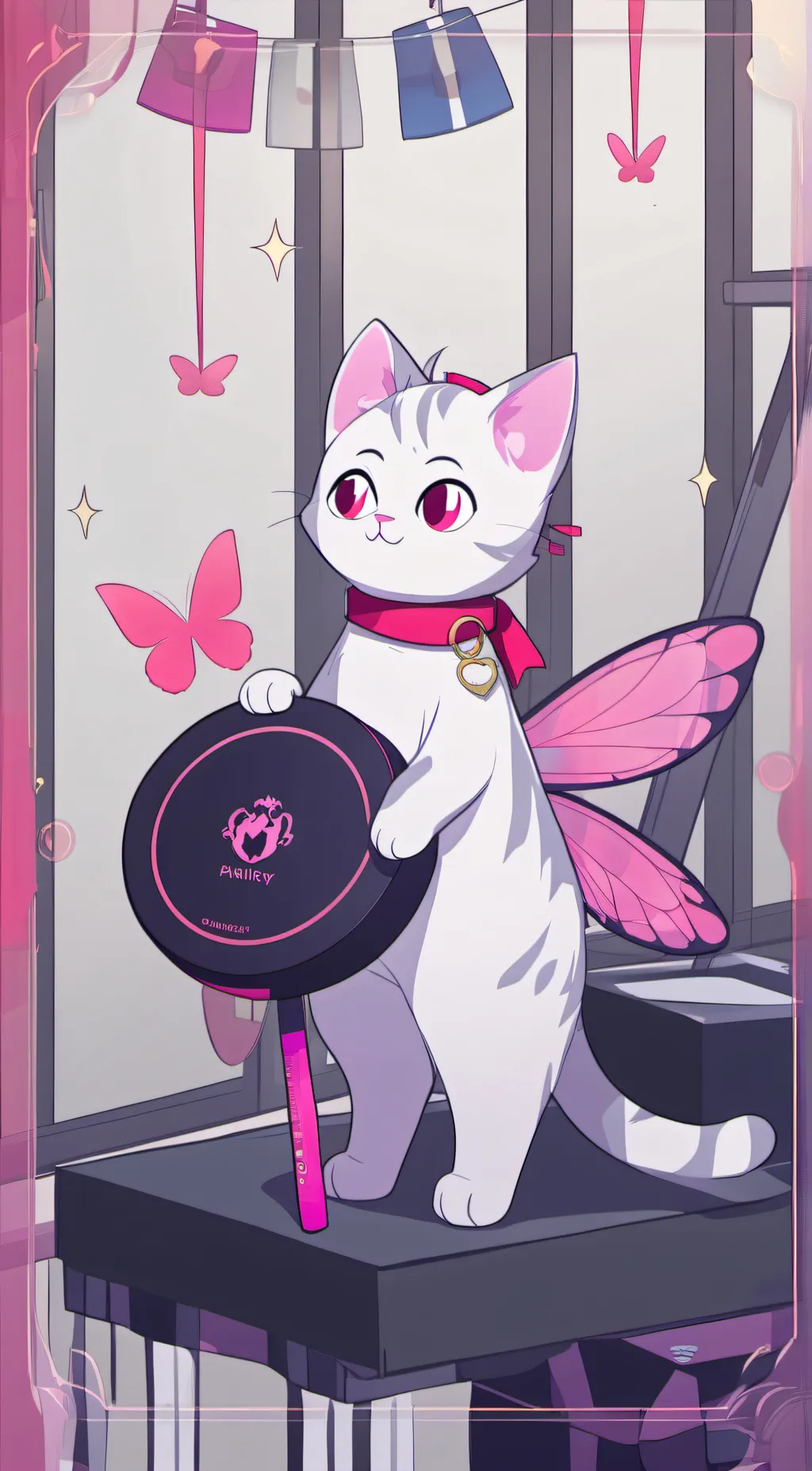 ai character: Sparkles/coffeecat background