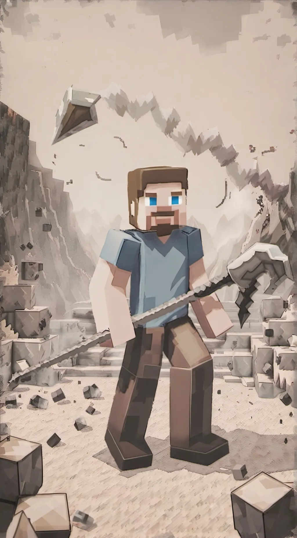 ai character: steve from minecra background