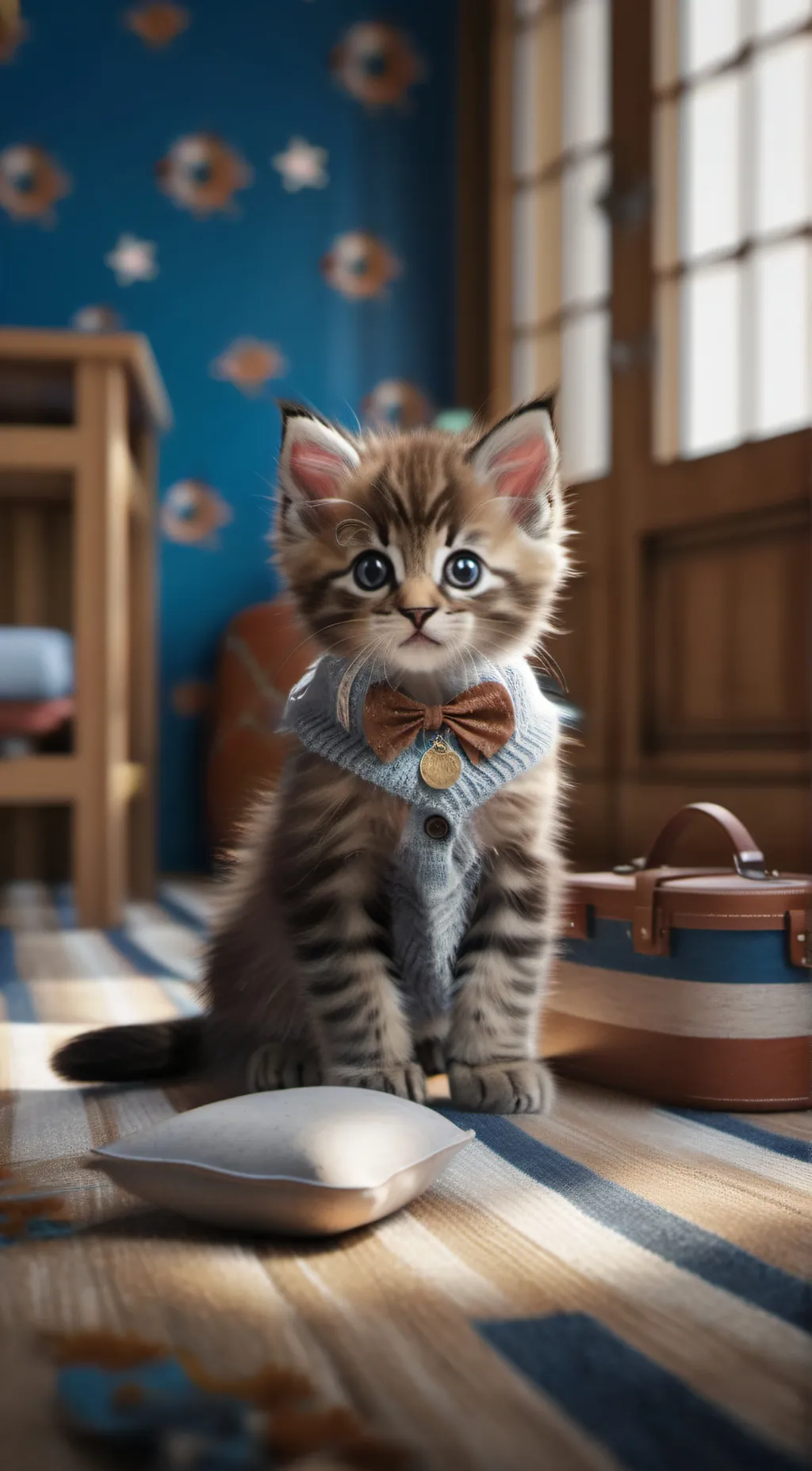 ai character: cute kitty  background