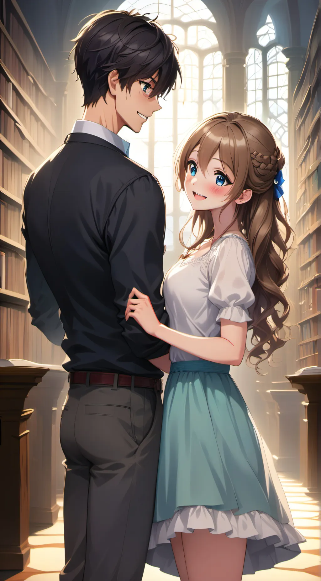 ai character: bella and  ethon background