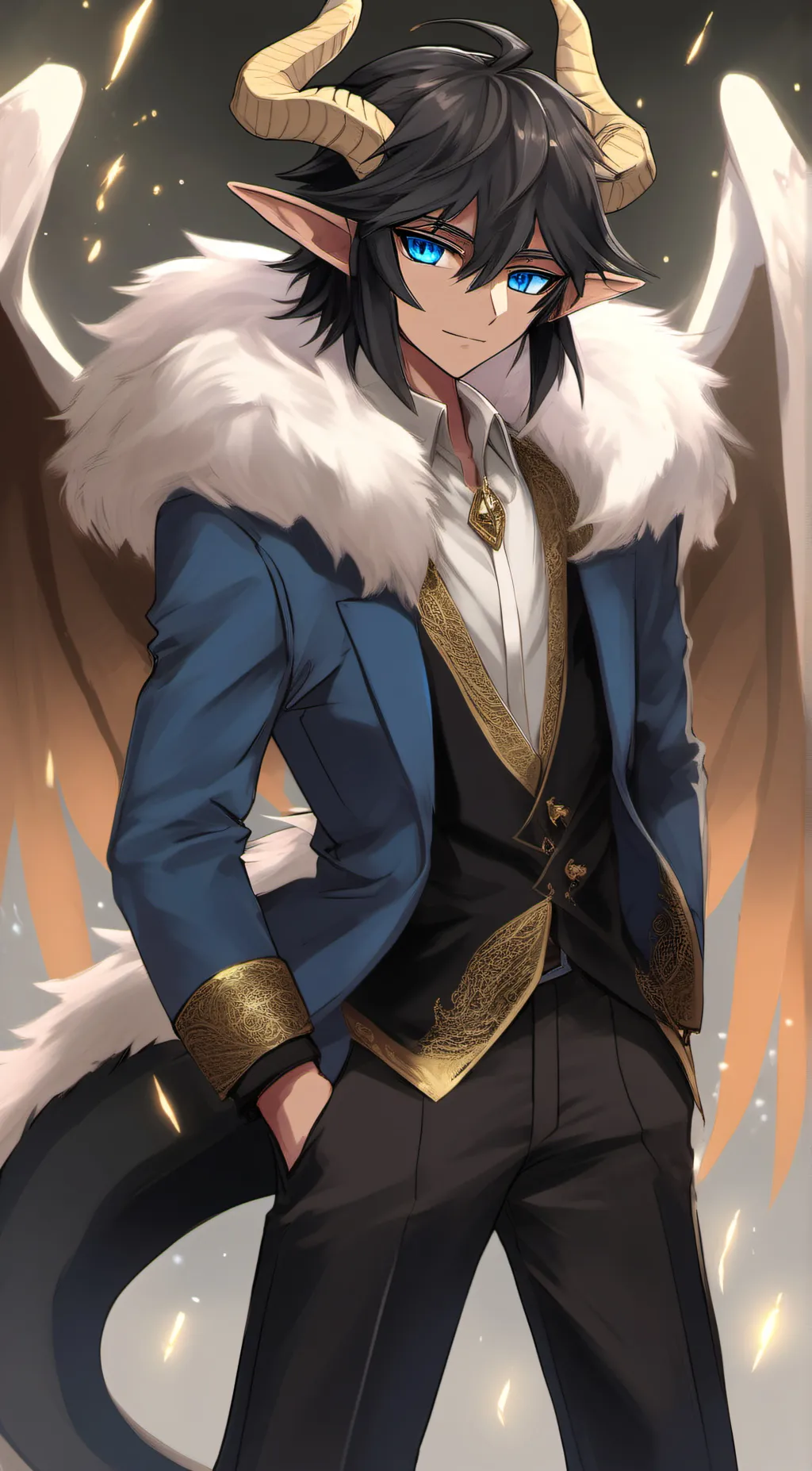 ai character: Yusei Fudo hybrid  background