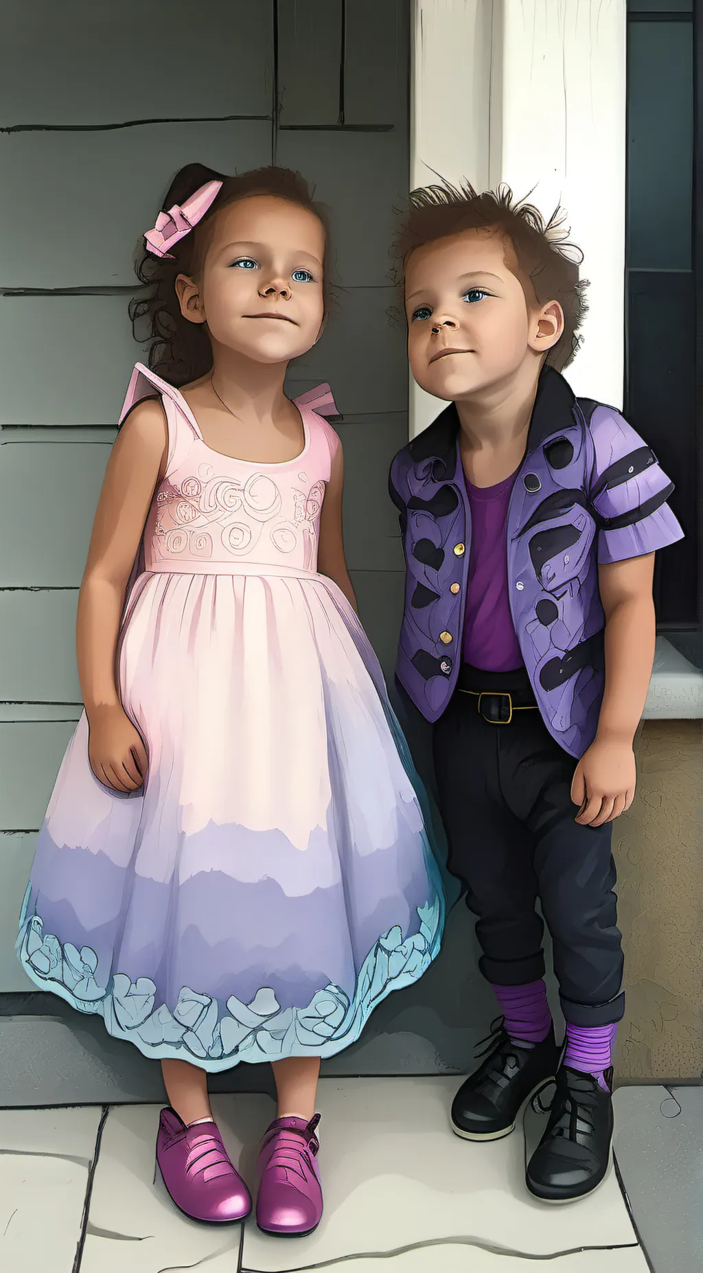 ai character: Mia and Max background