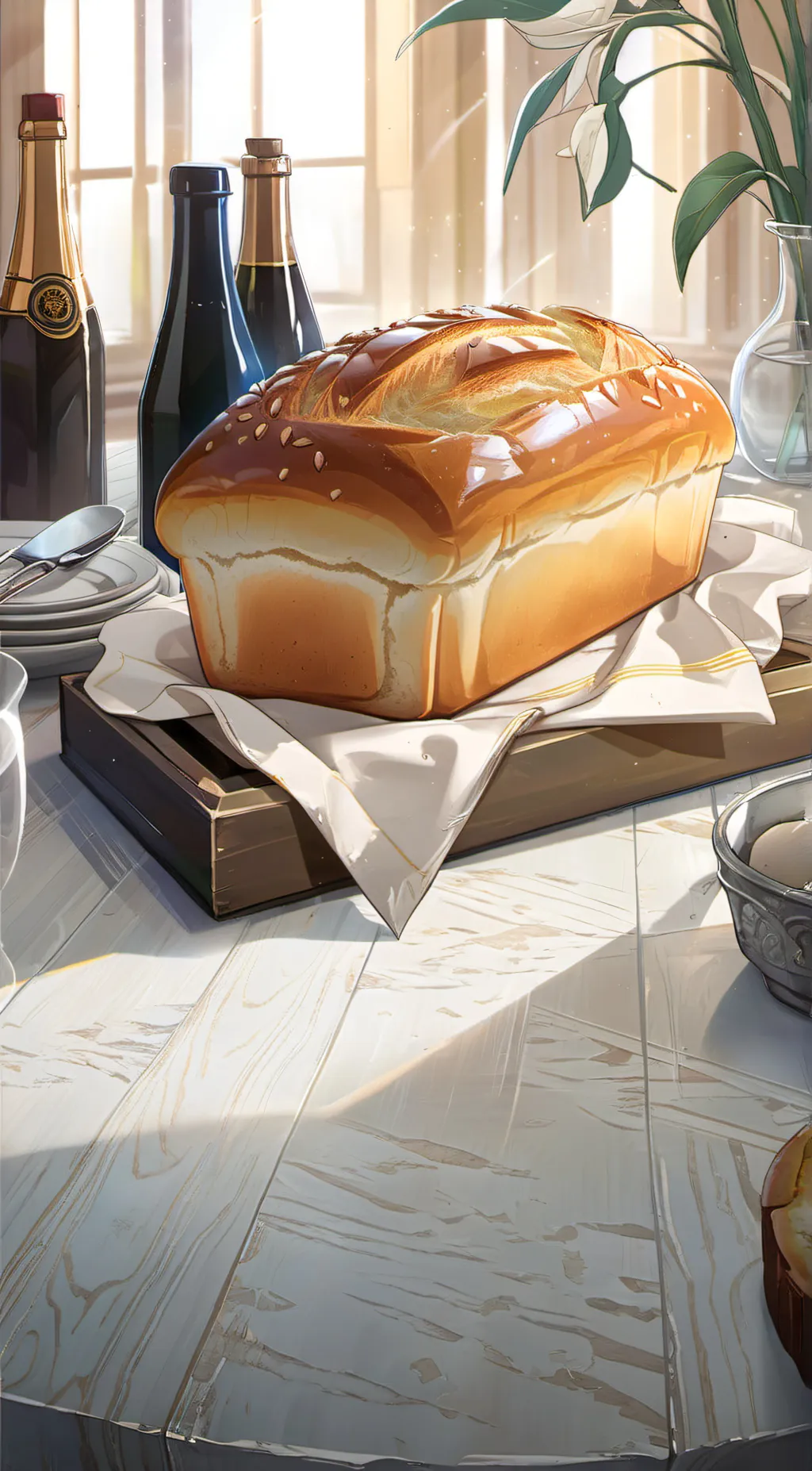 ai character: bread  background
