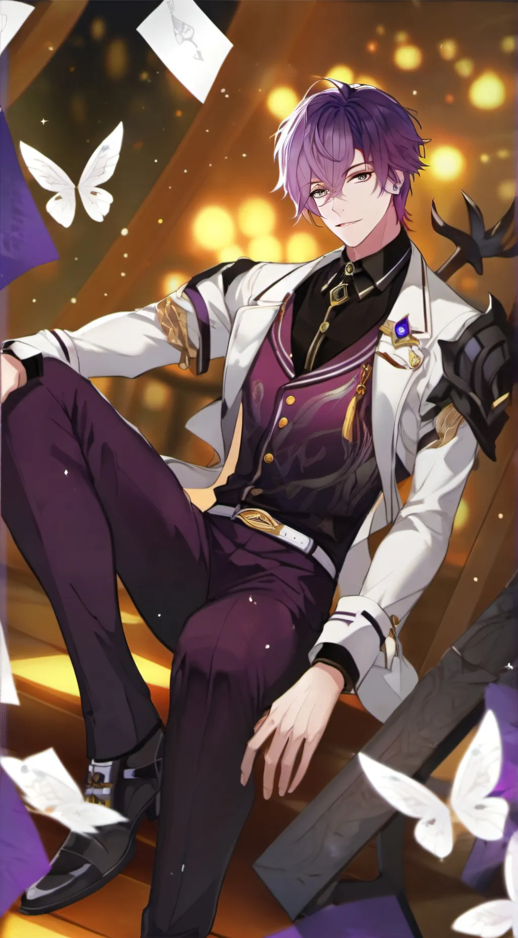 ai character: Uki violeta  background