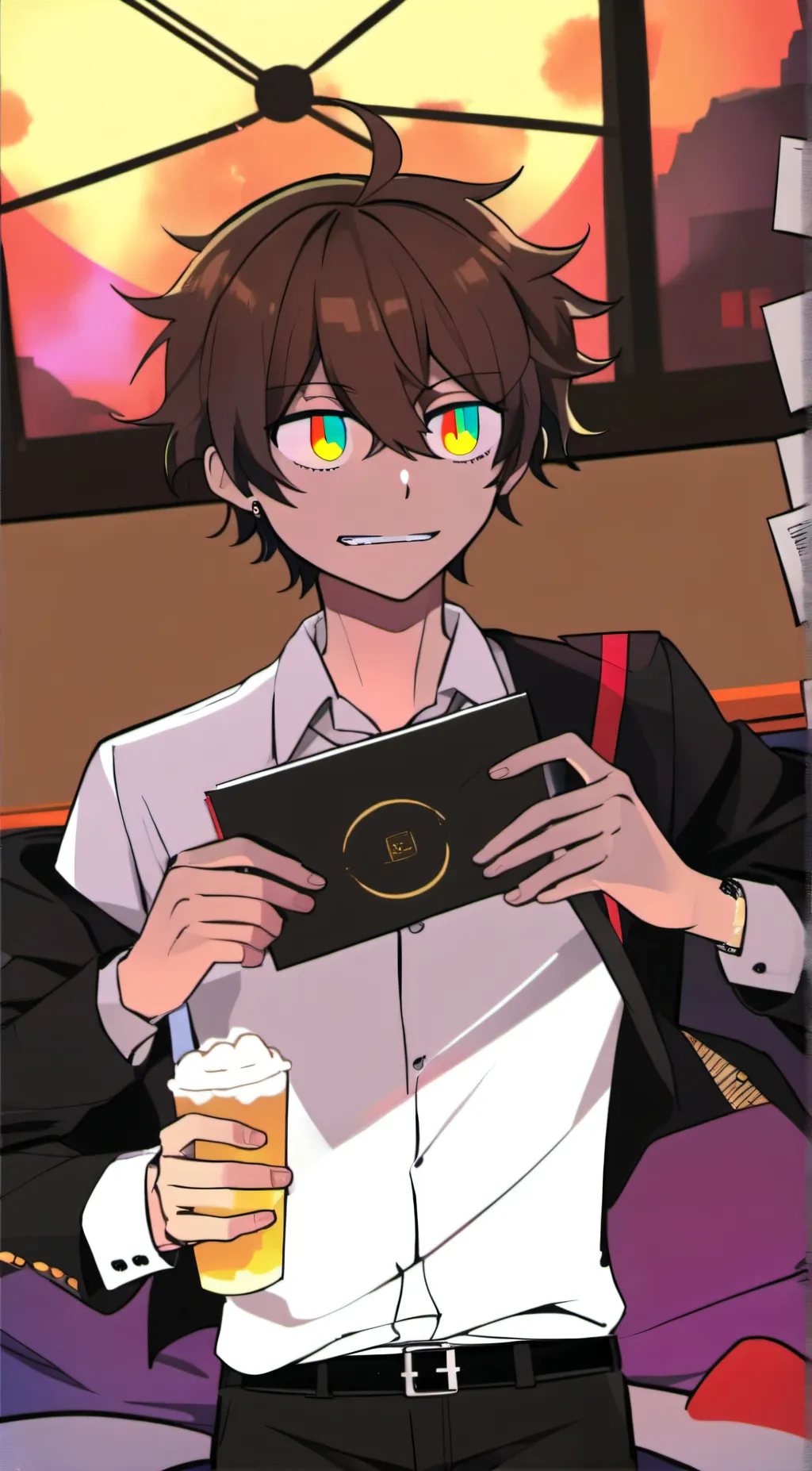 ai character: Evan Afton  background